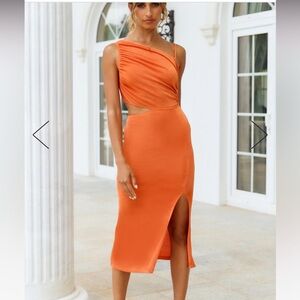 Hello Molly Block It Out Midi Dress Orange